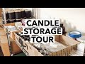 CANDLE SUPPLIES STORAGE TOUR | Organizing My Shelves | Everything I Use To Make Candles!