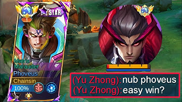 HOW TO DEAL WITH YU ZHONG IN EXP LANE!! PHOVEUS VS YU ZHONG -MLBB