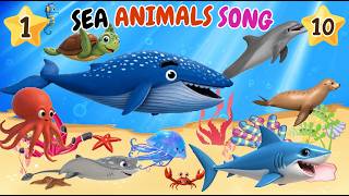 Sea Animals Song 🌊 Ten Little Ocean Animals🦈🐬 Learn Colors, Numbers & Fun Animal Sounds for Toddlers