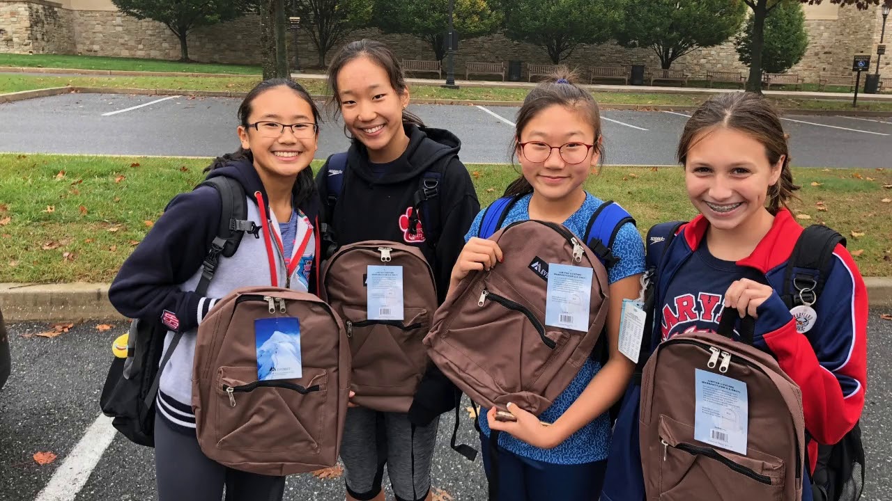 Caring Kids Donating Backpacks - YouTube