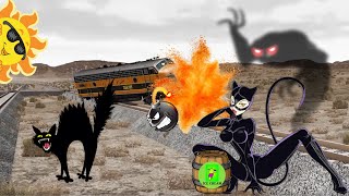 Catwoman kills the train. BeamNG Drive. Funny video. Cartoon #vfxicecream#funtooztv#