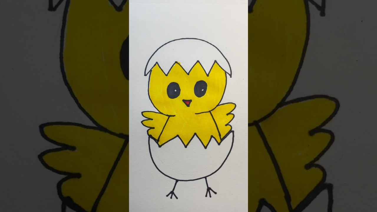 How to draw a chick step by step easy drawing for kids💛🐥