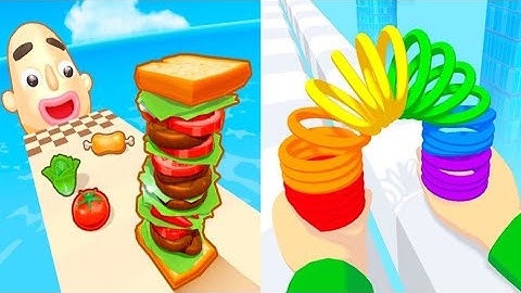 Sandwich Run Pile Ingredients VS Toy Spring - All Levels SpeedRun Gameplay Android iOS Ep1