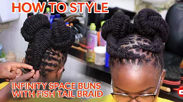 Perfection / How to / Intensifying Fishtail Braid with Infinity Braid Space Buns on Locs