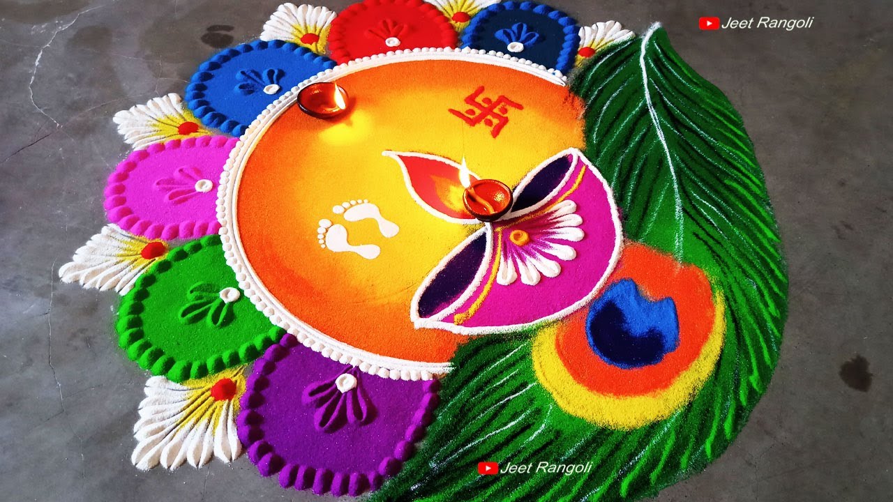 Top Beautiful easy and attractive Diya rangoli for Diwali ...