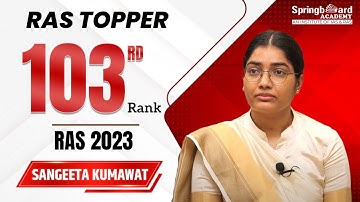 Ms. Sangeeta Kumawat  | RAS-2023 | Rank-103 | Mock Interview | SpringBoard Academy