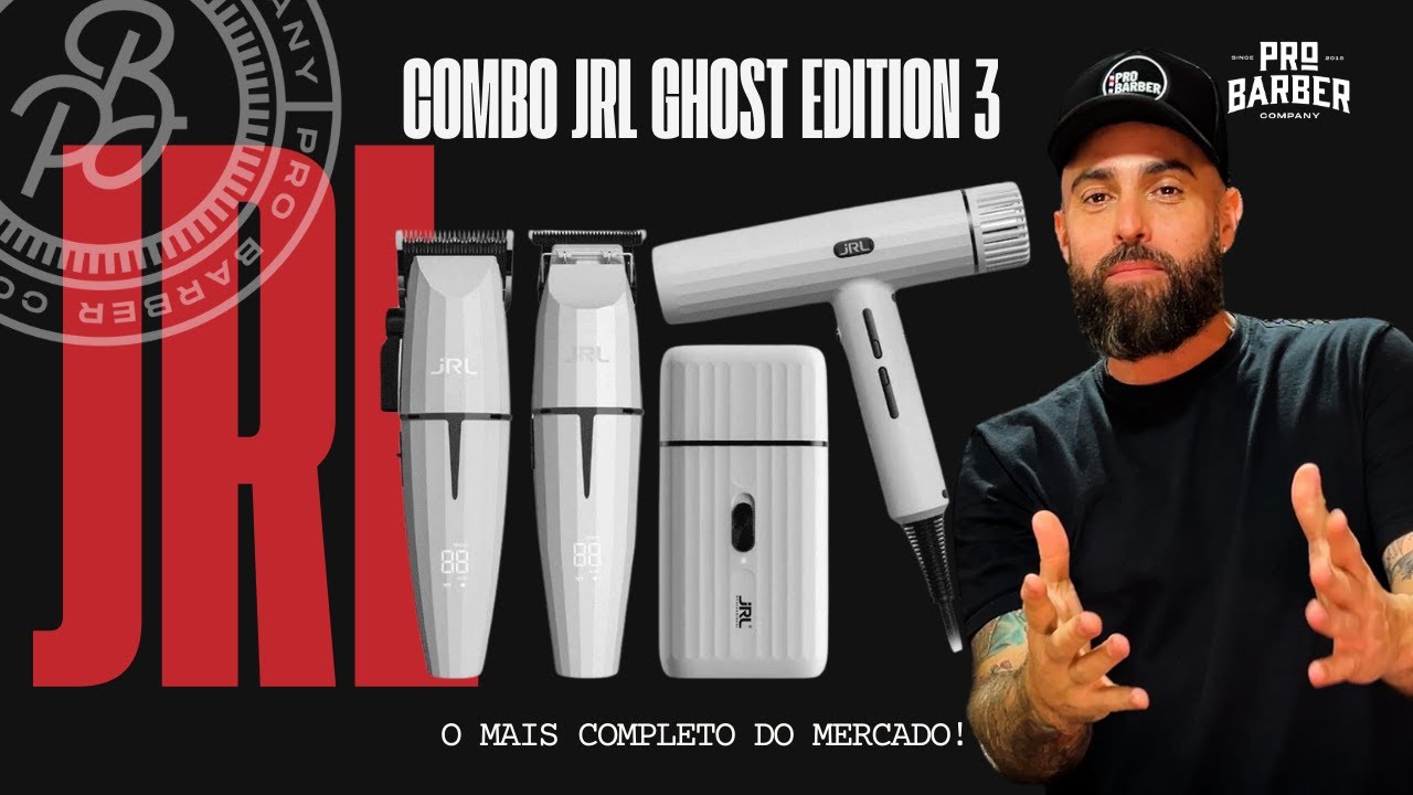 💈O combo mais completo!  Corte + Acabamento + Shaver + Secador JRL Ghost Edition 3