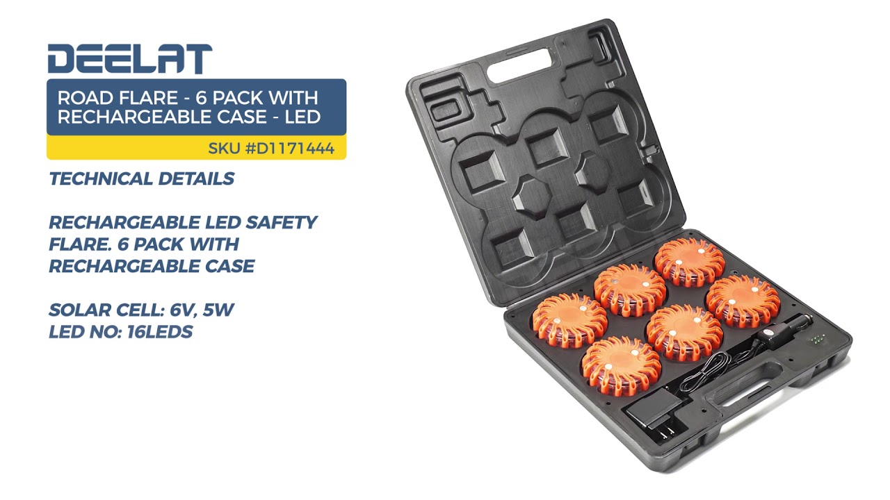 Road Flare 6 Pack with Rechargeable Case LED YouTube