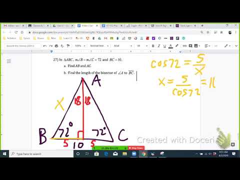 (9-4 Geo H, HW P. 27) Splitting an isosceles triangle into two right ...