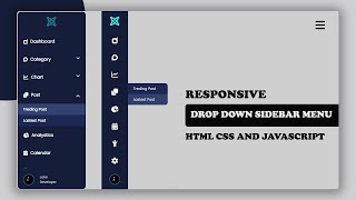 Responsive Side Navigation Bar in HTML CSS And JavaScript | Dashboard Sidebar Menu