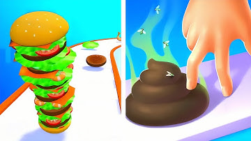 Burger Stack Runner 3D Game Level 1-6 | Crushy Fingers: Relaxing Games Levels 1-6 Gameplay |