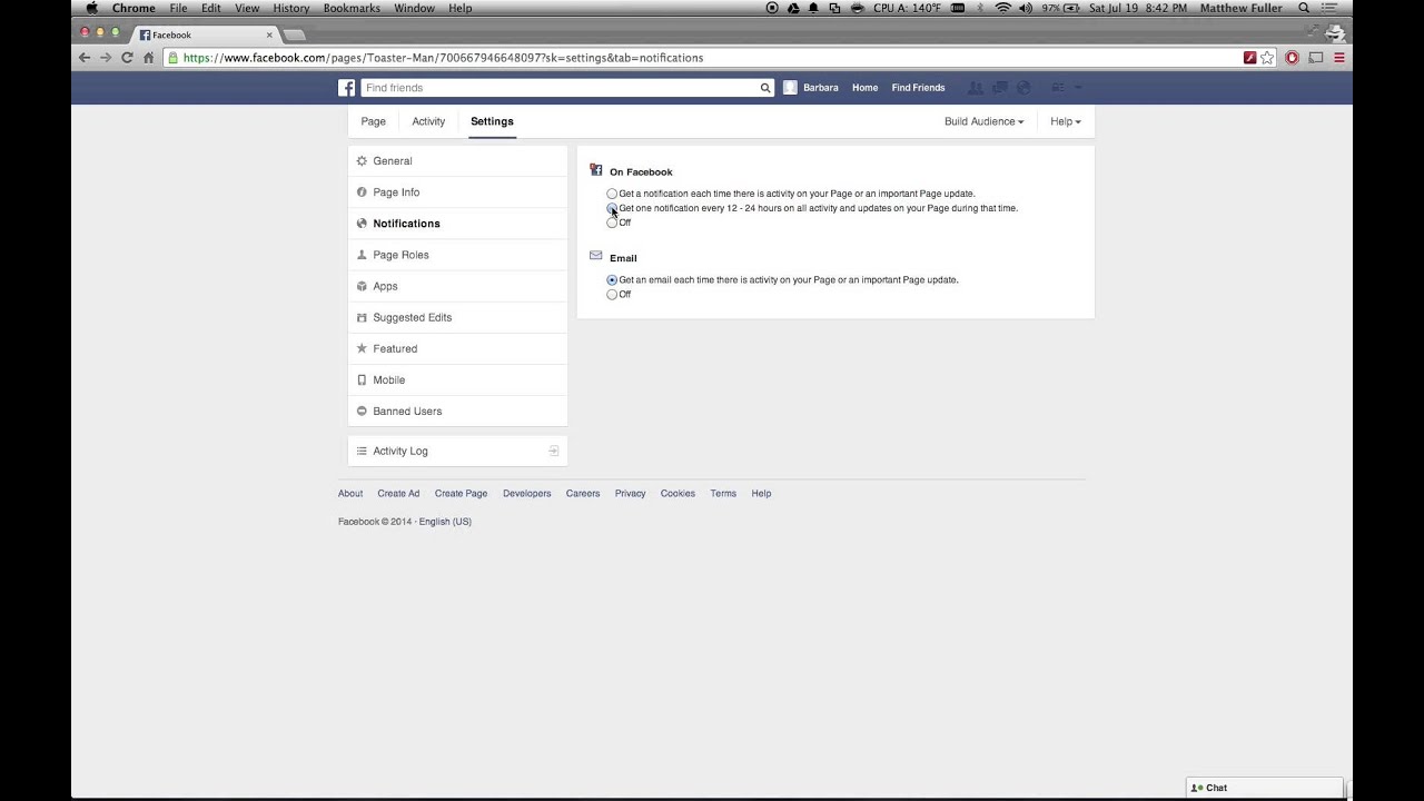 Facebook Pages - How to Disable Notifications - YouTube
