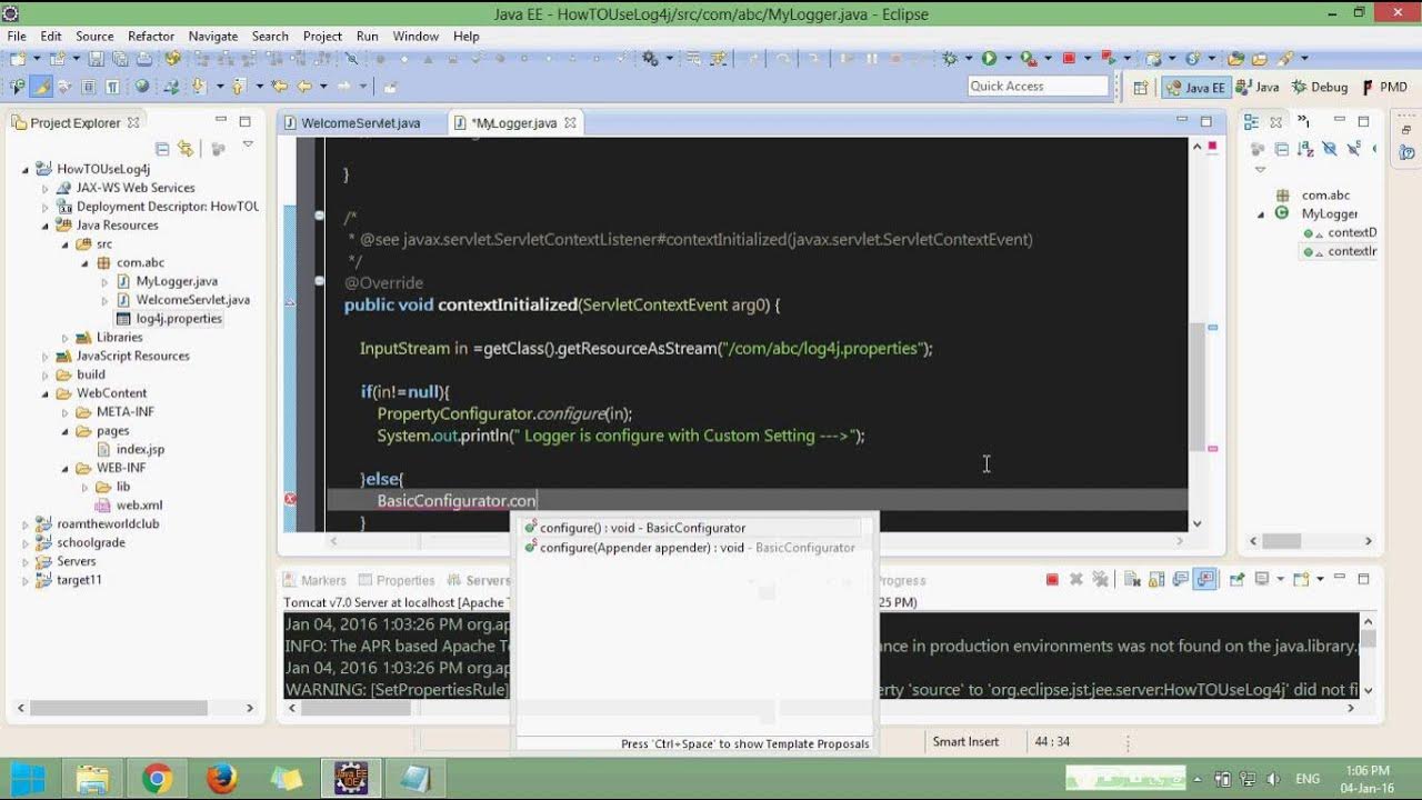 How to Use Log4j in java web app YouTube