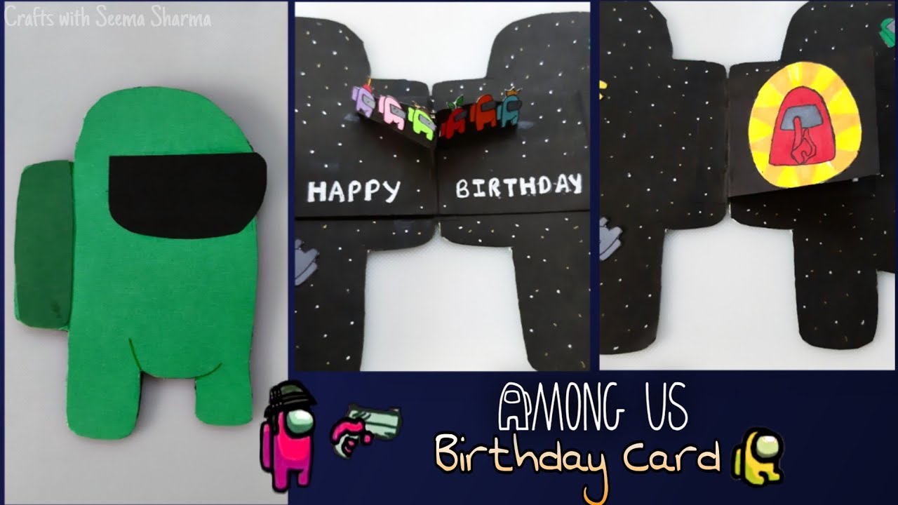 Among Us | Among Us step by step birthday card | Among Us DIY | diy