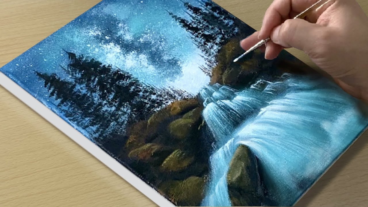 Emerald Milky Way Painting / Acrylic Painting for Beginners