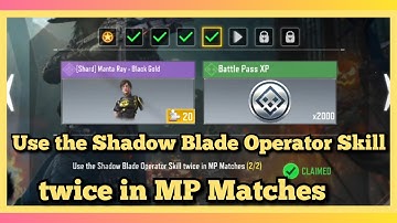 Call Of Duty Mobile Use the Shadow Blade Operator Skill twice in MP Matches Task Complete