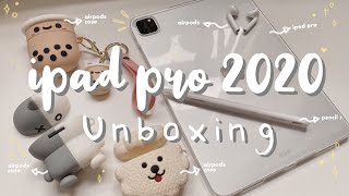 UNBOXING  ipad pro 2020, apple pencil \& airpods (accessories + set up) | Rose Anne