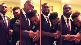 50 Cent And Fatboy Sse Cries On 50 Cent Shoulder Clowning On Set Of 50 Central