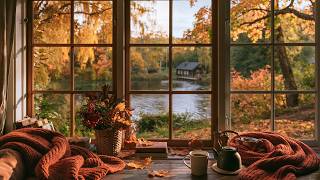 Cozy morning at a Autumn lakeside cottage 🍂 soft piano playlist for slow living & quiet moments