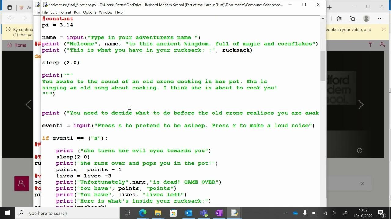 Python Adventure Game 12: Secret Room part 2 - YouTube