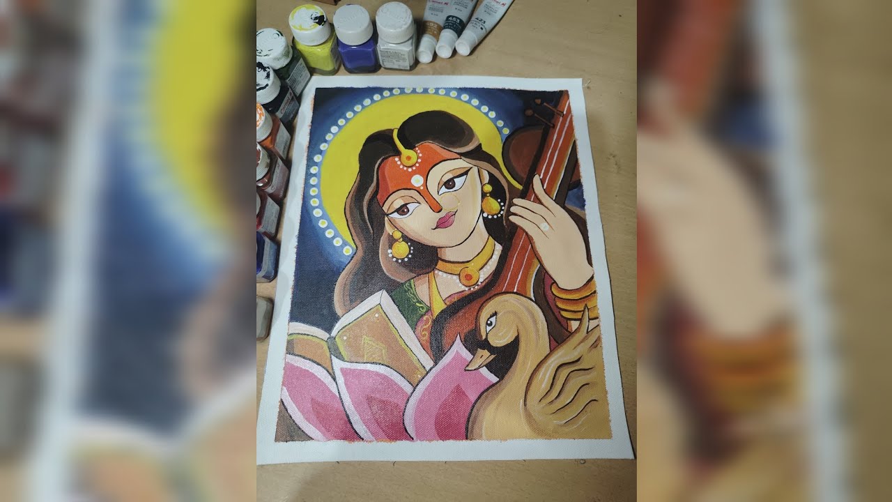 Maa saraswati painting 🦢✨ , Abstract painting 🎨, acrylic painting🌸. 