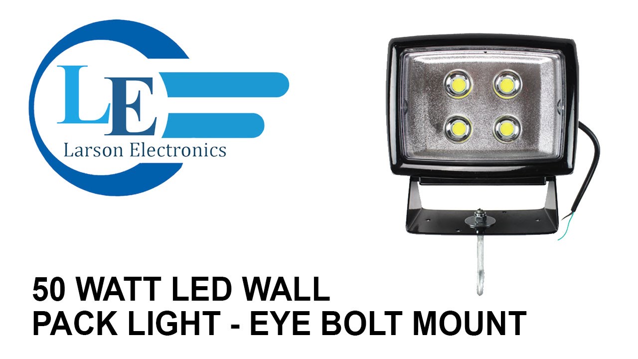 50 Watt LED Wall Pack Light - 500W Quartz Halogen Equivalent - Eye Bolt Mount