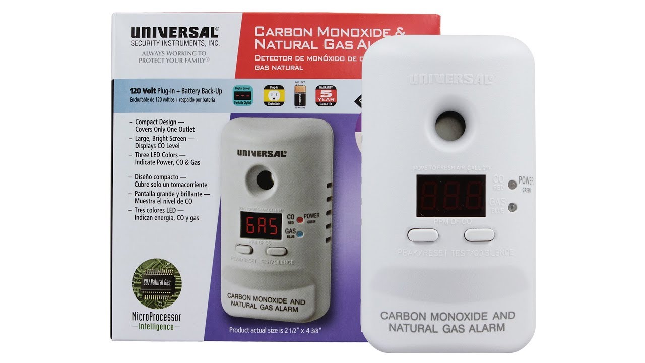 Universal Security Instruments Plug-In 2-in-1 Carbon Monoxide and Natural  Gas Smart Alarm with Battery Backup (MCND401B)