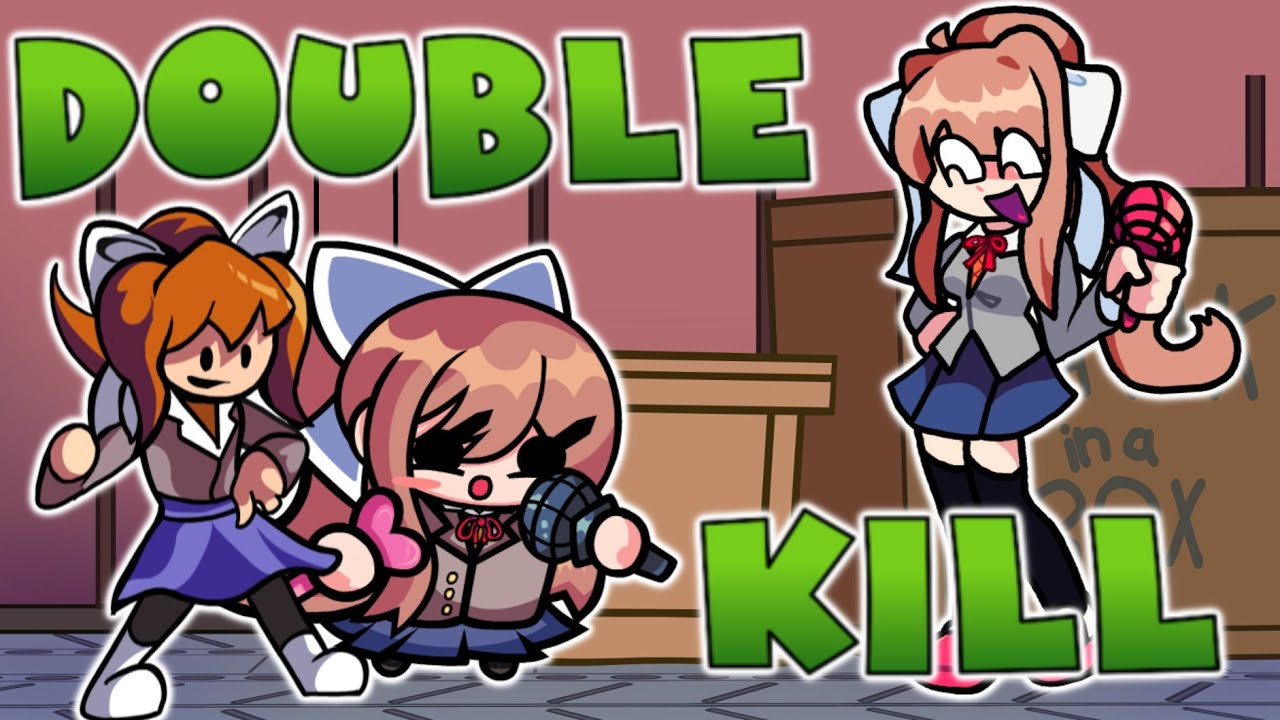 Double Kill But Monker, Monk And Monika Sing It | FNF COVER