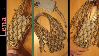 𝗠𝗮𝗰𝗿𝗮𝗺𝗲 with 𝗟𝗲𝗻𝗮💎Rhinestone bling phone bag 💎Strass Makramee Handy Tasche сумка из стразового шнура