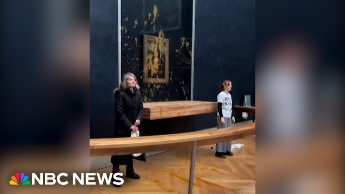 Protesters Throw Soup At The Glass In Front Of The Mona Lisa