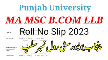 Ma Msc Roll no slip 2023 ||bcom Roll no slip 2023||llb Roll no slip 2023|||punjab university
