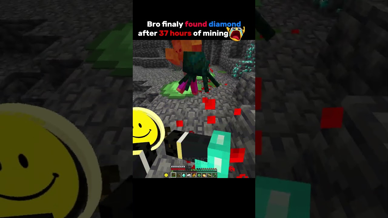 ⁣I finally found diamonds after 37 hours 😭🙏🏻 #minecraft #gaming