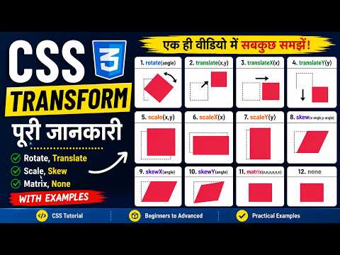 CSS Transform Property in Hindi | Rotate, Translate, Scale, Skew & Matrix Explained