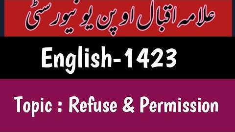 Aiou English 1423 | Refuse & Permission