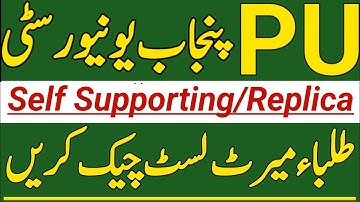 Punjab University Merit List 2023 Self Supporting Replica|PU Merit List 2023 Check Online Replica