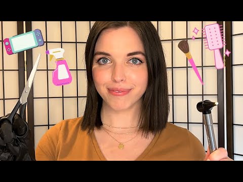ASMR Fall Asleep in 20 minutes ☁  Hair Brushing, Light Triggers, Scissors, Eye Exam, Crinkle