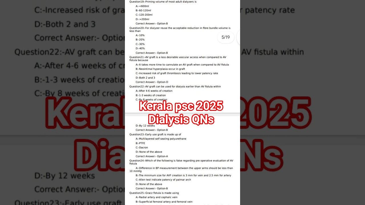 2025 Dialysis Technician Kerala psc Questions and Answers...
