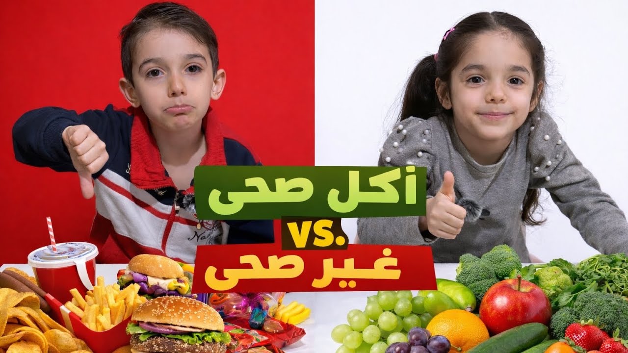 تحدي الأكل الصحيvsغير الصحي مع يوسف ومينسا 🍎🍔 + تعليم إنكليزي للأطفال 📚🧒👧لا تنسو لايك والاشتراك 👍❤️