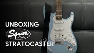 My first electric guitar unboxing - Squier Affinity Stratocaster in Ice Blue Metallic