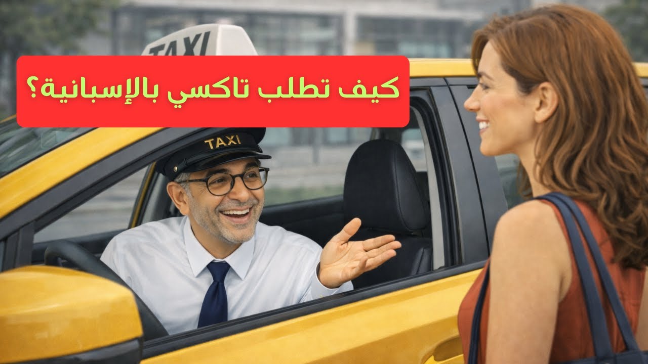 حوار بين سائق سيارة اجرة وراكبة , تعلم الاسبانية من الصفر للمبتدئين
