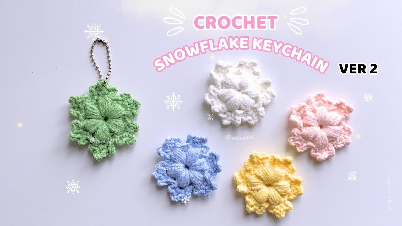 ️ Crochet snowflake keychain VER 2 step by step ️ Only 10+ minutes ️ ...