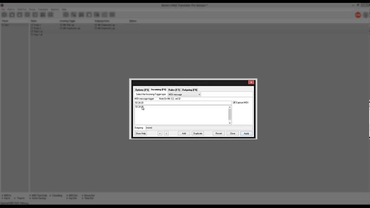 How to connect a MIDI device via Bome's Midi Translator