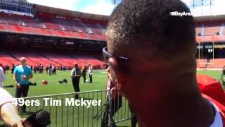 Former 49er Tim Mckyer talks about #Candlestick memories before Legends of Candlestick flag football