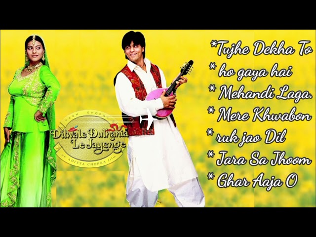 Dilwale Dulhania Le Jayenge (DDLJ) | Shahrukh Khan | Kajol | Full Songs | Mere Khwabon class=