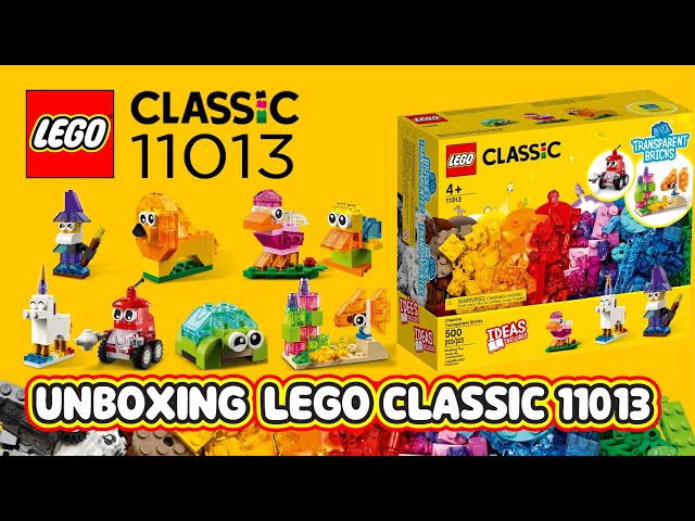  LEGO Classic Creative Transparent Bricks Building Set 11013 for  Girls and Boys, STEM Toy and Preschool Hands-On Learning Toy, Includes  Wizard, Unicorn, Lion, Bird, and Turtle : Toys & Games