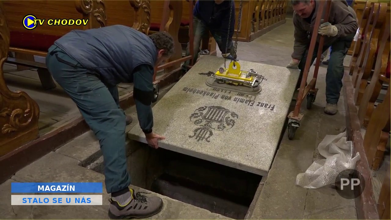 Otevření hrobky v kostele sv. Vavřince