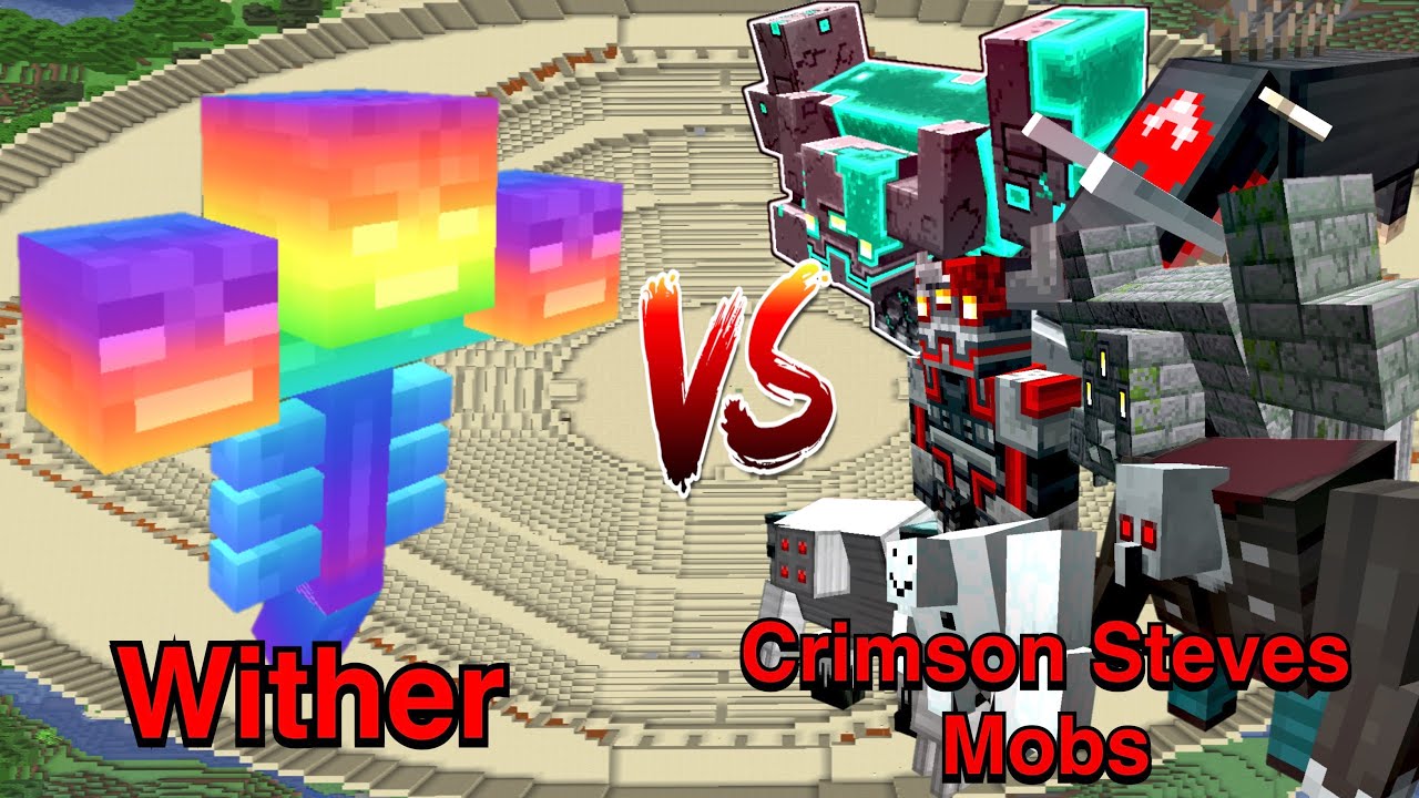 Wither VS Crimson Steve's more mobs | Minecraft |Mobs Battle - YouTube