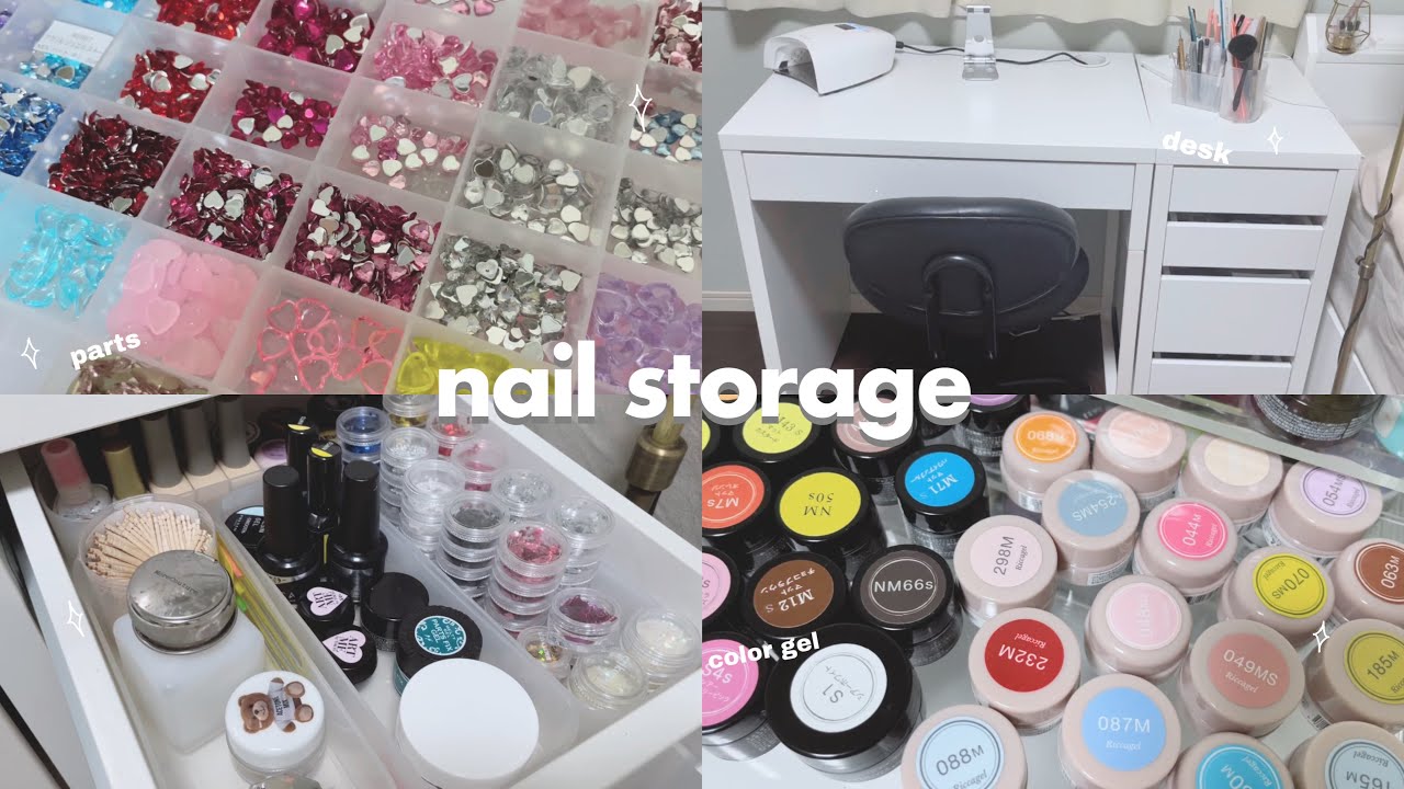 【nail desk】ネイル収納🧺|デスク,チェスト紹介☁️|ネイルパーツ,カラージェル,etc.【nail storage】