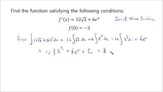 Antiderivative initial value problem