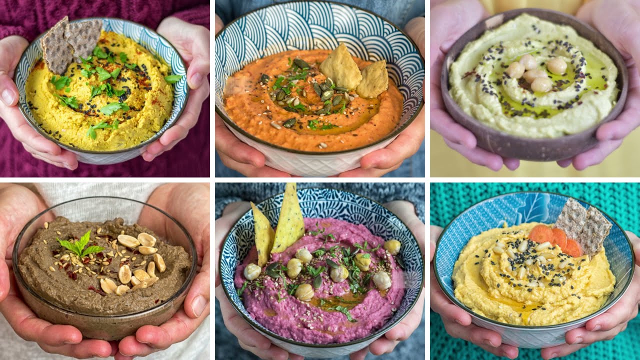 Cómo hacer 6 RECETAS de HUMMUS diferentes